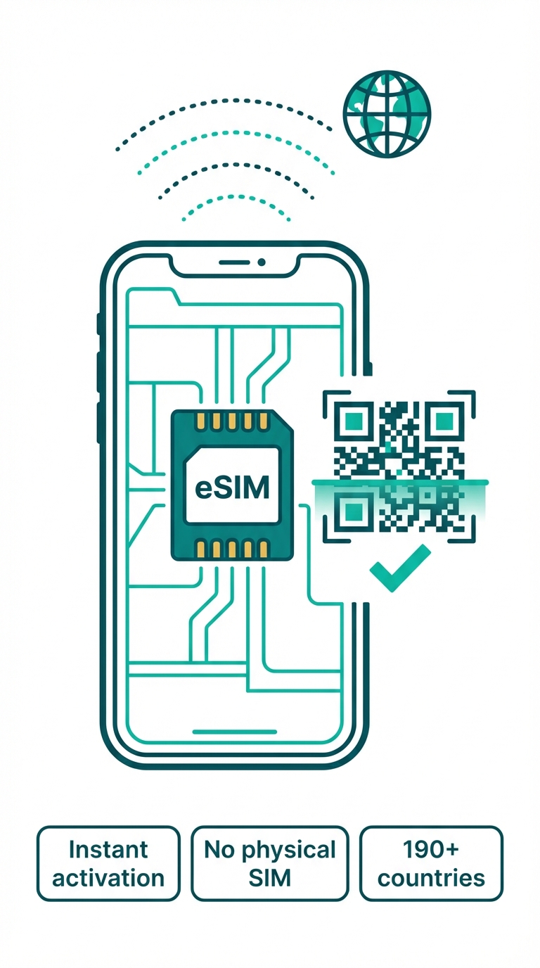 eSIM chip embedded in a smartphone