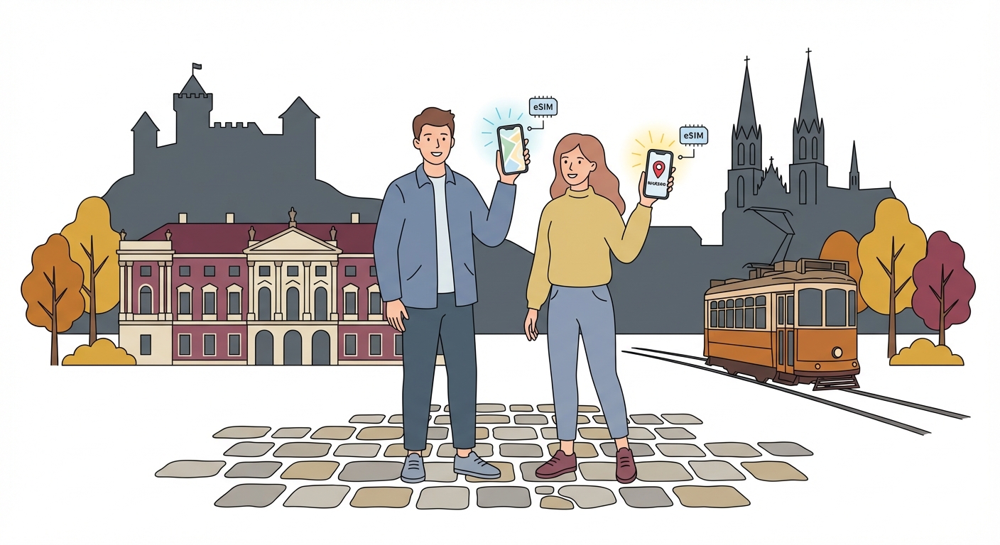 Eastern Europe eSIM travel illustration