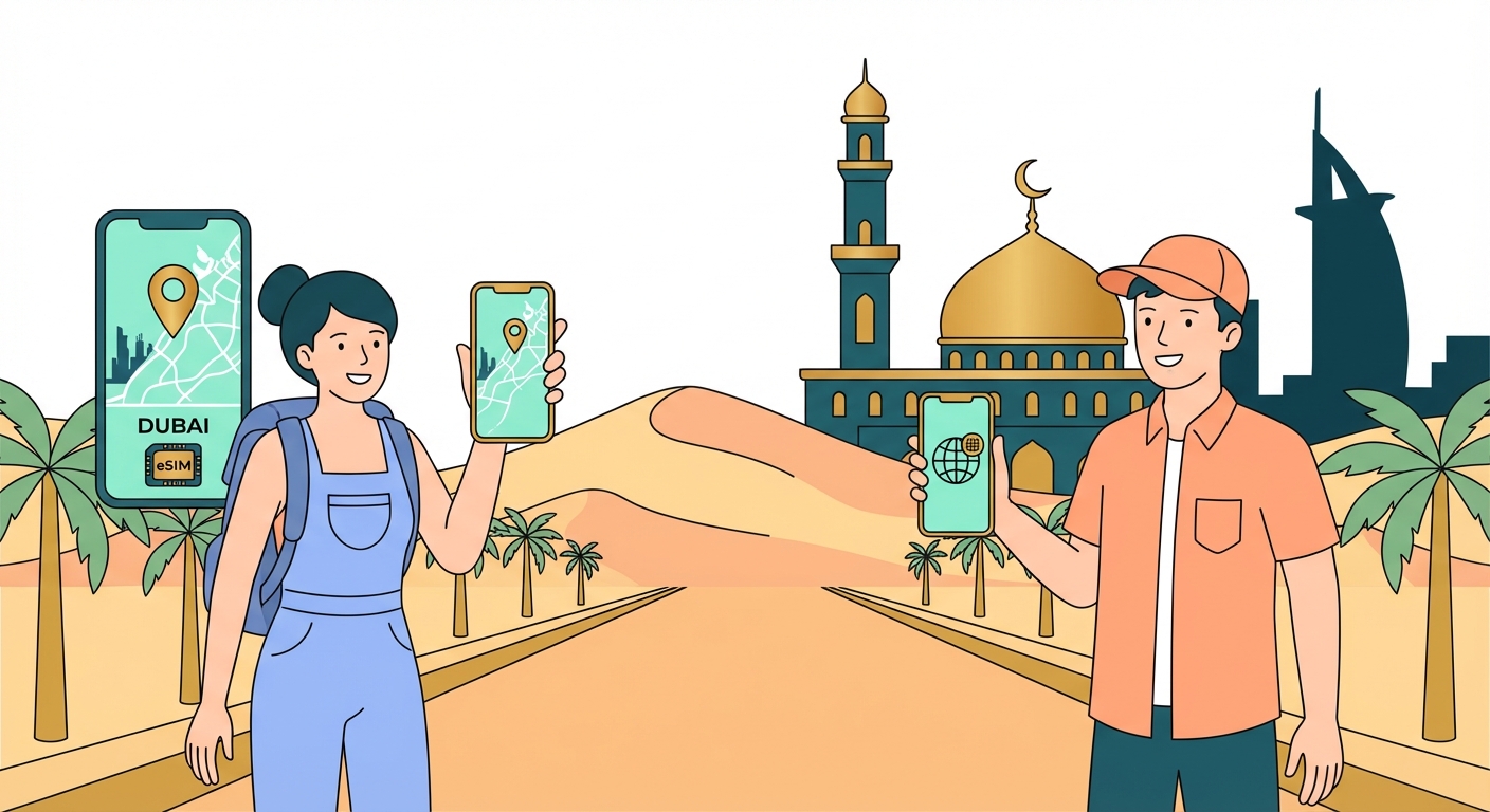 Middle East eSIM travel illustration