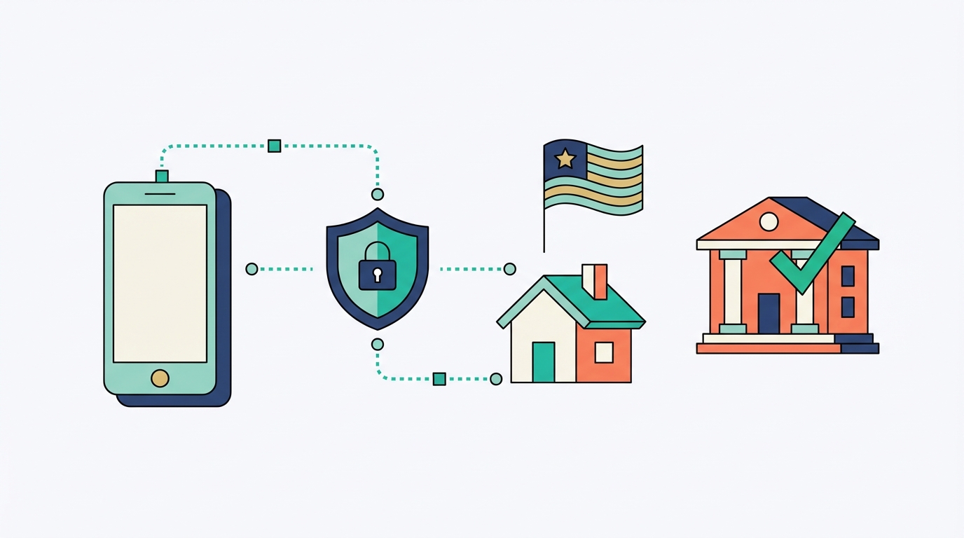 Connect to home country server for banking