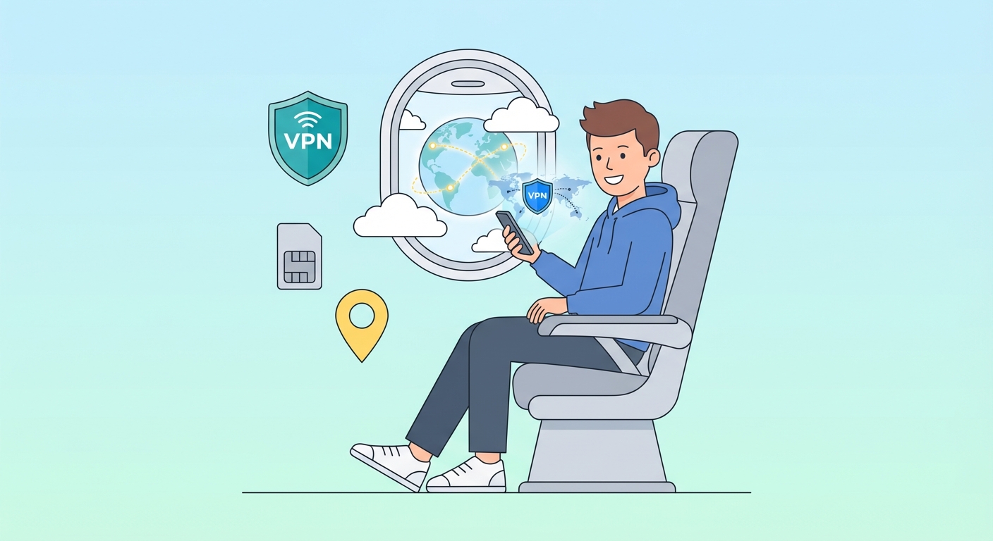 Travel connected with eSIM and VPN