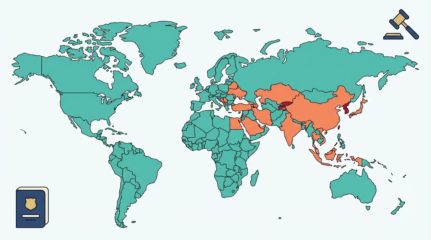 VPN legality by country map