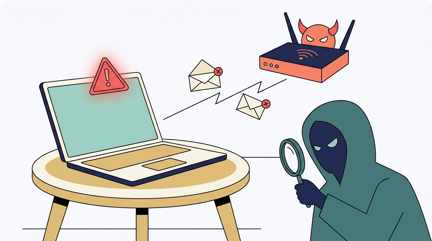 Remote work Wi-Fi dangers illustration