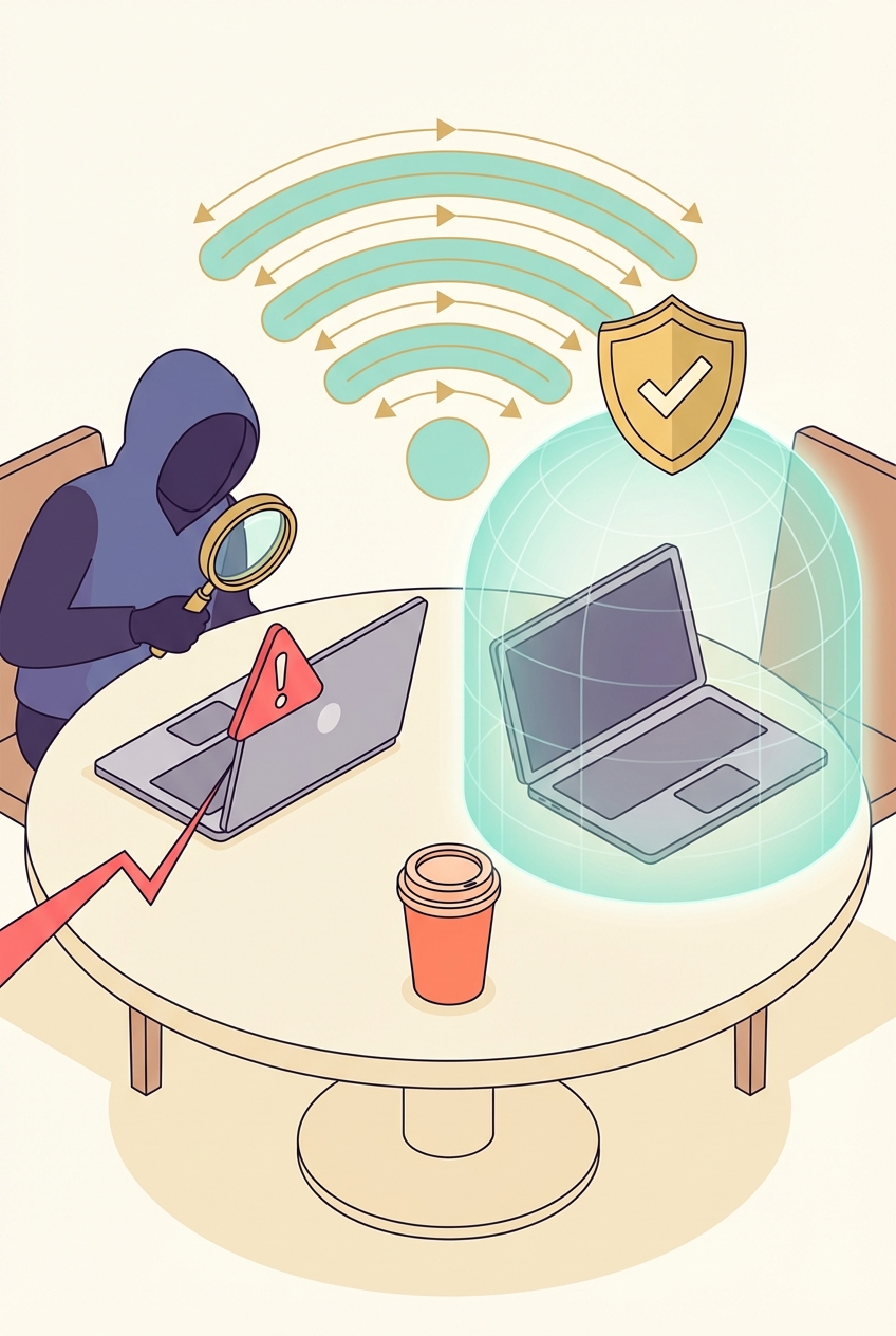 Public Wi-Fi safety illustration