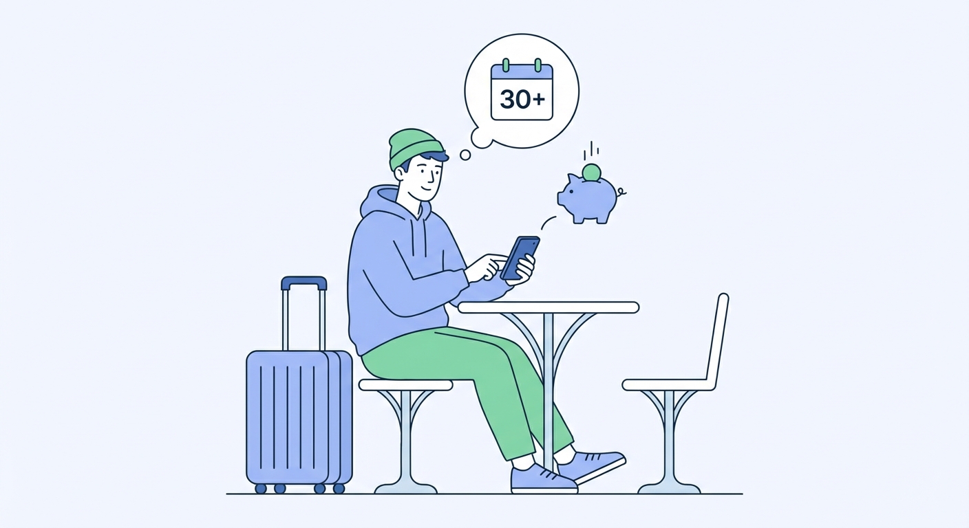 Digital nomad with laptop at airport